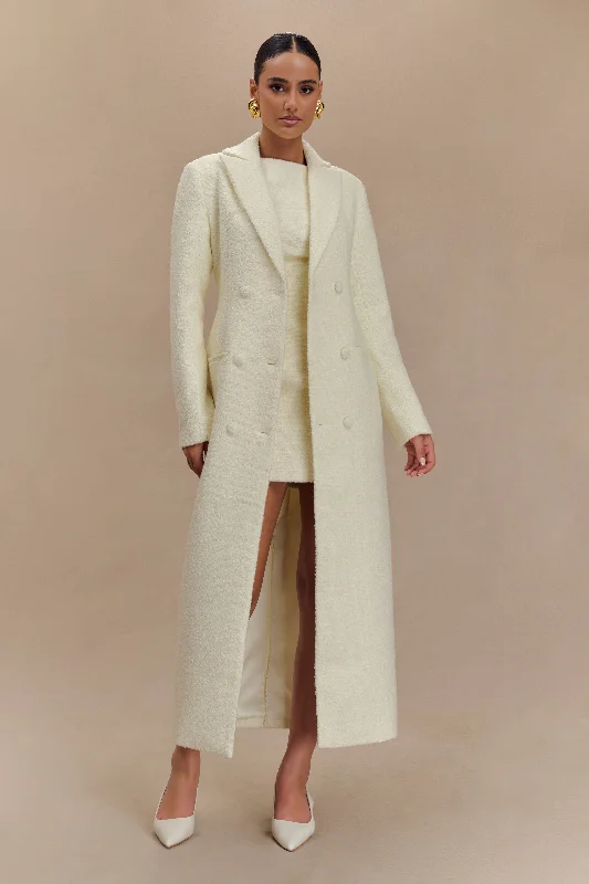 stylish jackets for women -Carver Boucle Coat - Ivory