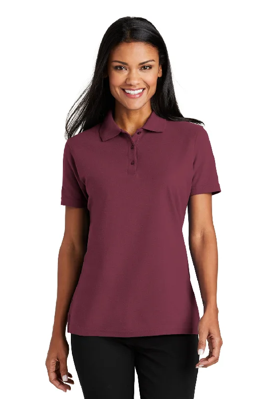 women's workout tank tops -Port Authority Womens Moisture Wicking Short Sleeve Polo Shirt - Burgundy - Closeout