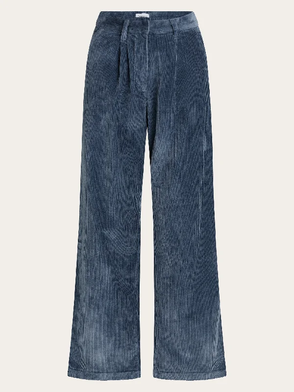 breathable cotton pants for women -POSEY loose corduroy pant - China Blue