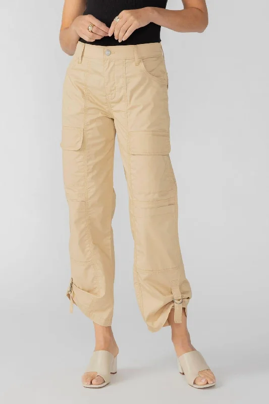 comfy pajama pants for women -Cali Cargo Standard Rise Pant In True Khaki