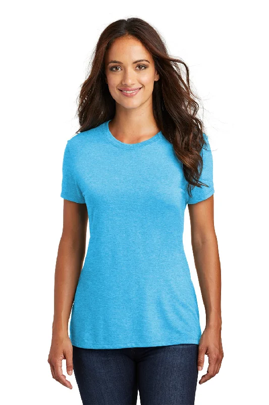 silky tops for women -District Womens Perfect Tri Short Sleeve Crewneck T-Shirt - Turquoise Blue Frost