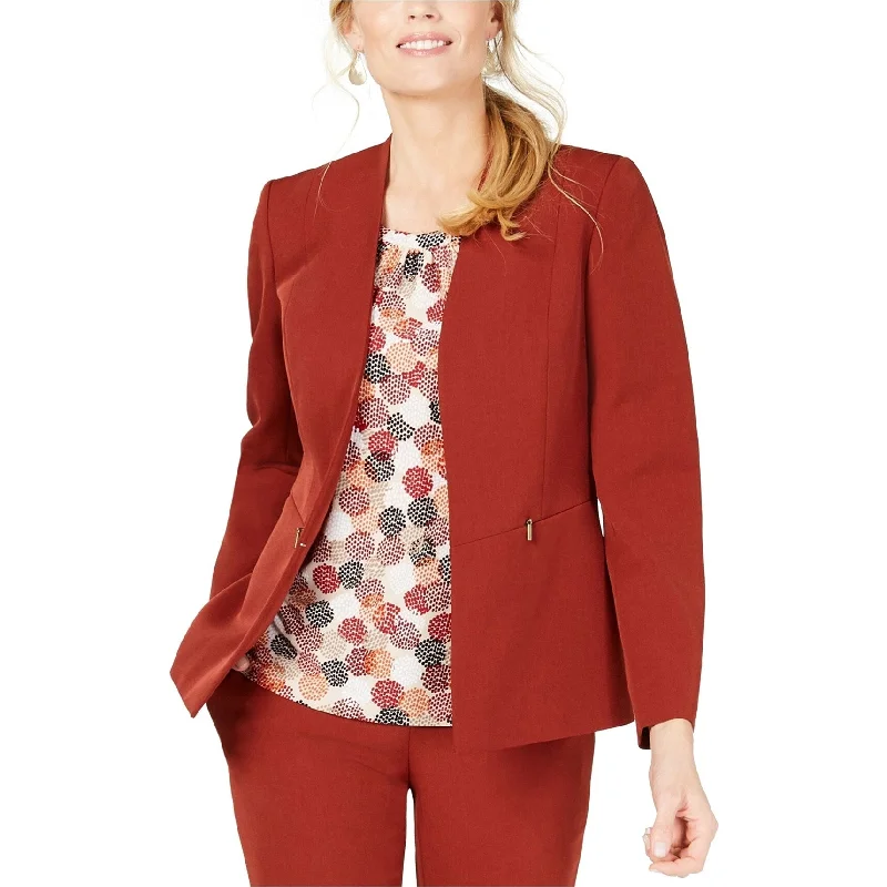 stylish jackets for women -Kasper Womens Collarless Blazer Jacket, Red, 4