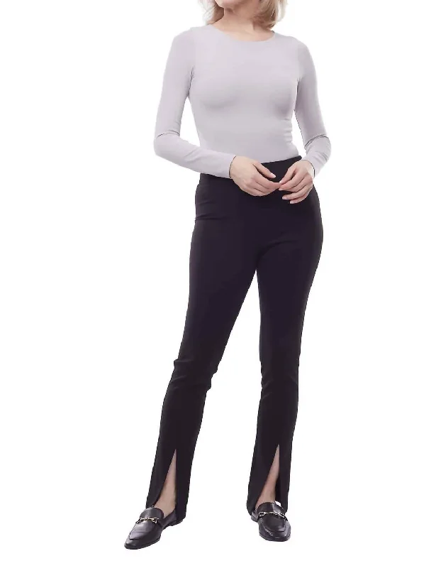 formal wide leg pants for women -Blake Solid Ankle Pant In Black