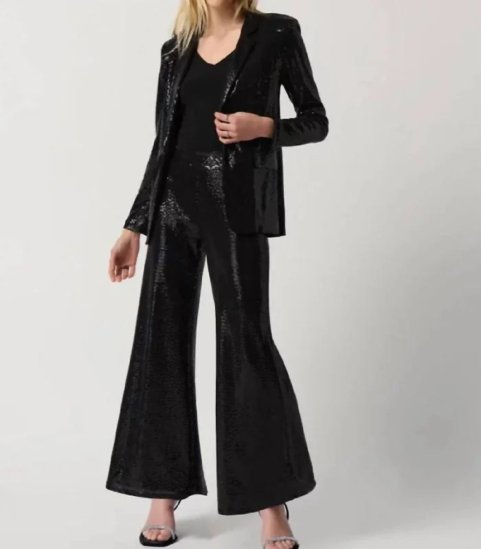 belted trench coats for women -Sequins Blazer In Black