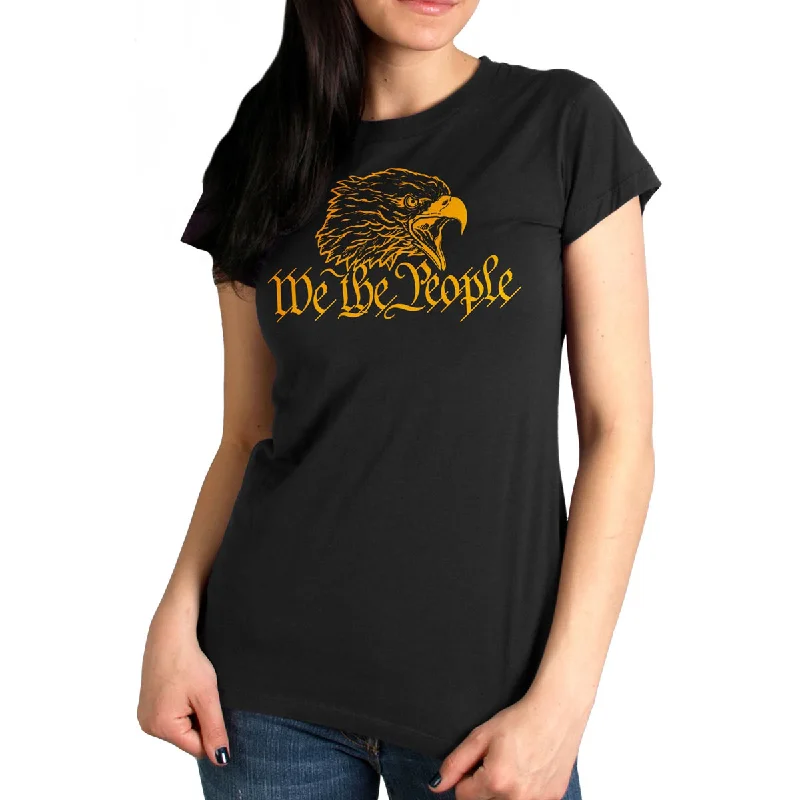 autumn blouses for women -Hot Leathers GLR1556 Women's We the People Black Print T-Shirt