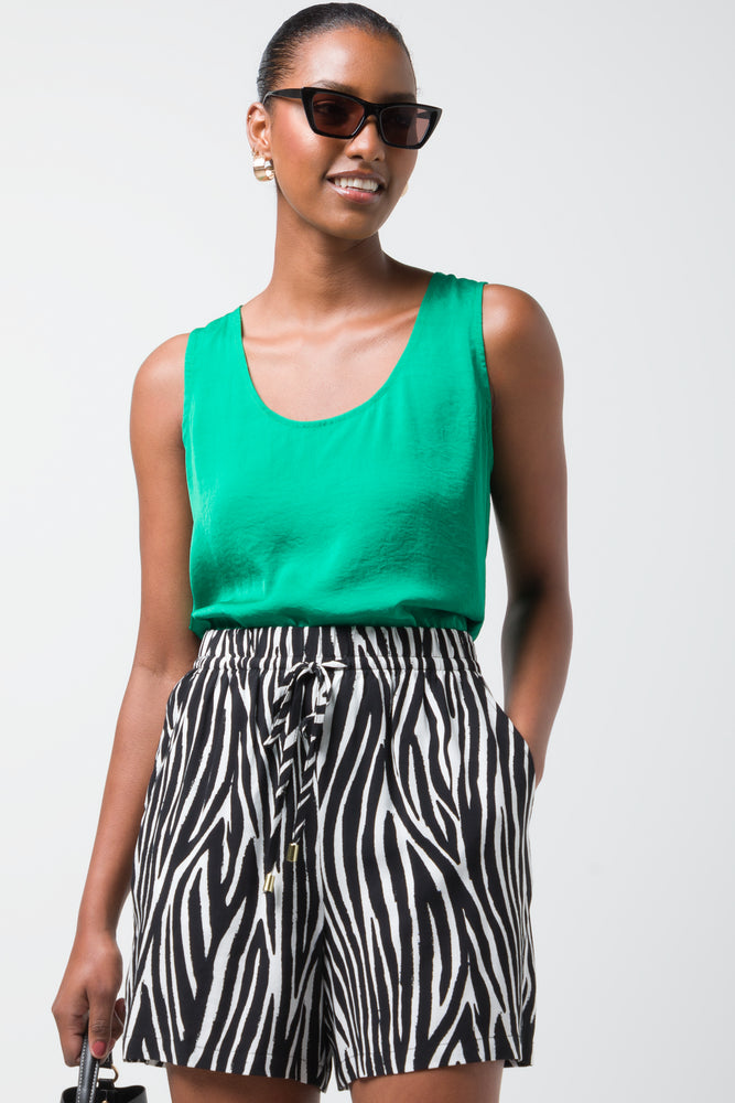 zip-up tops for women -Sleeveless Top Green