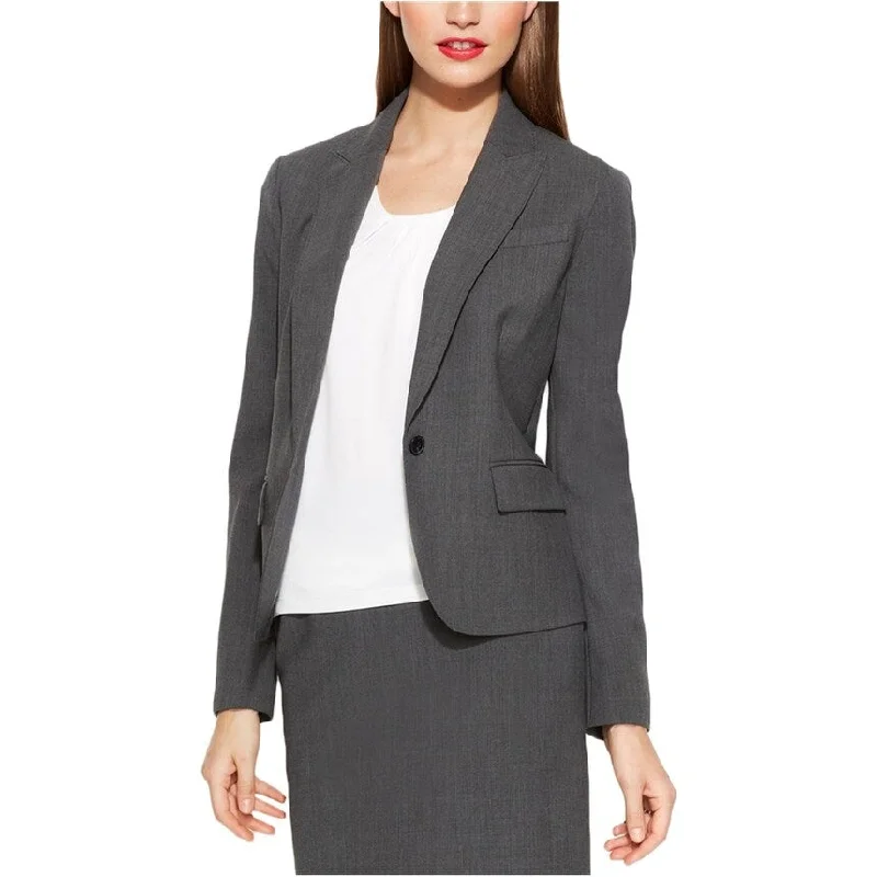 warm down coats for women -Anne Klein Womens Wool One Button Blazer Jacket, Grey, 4