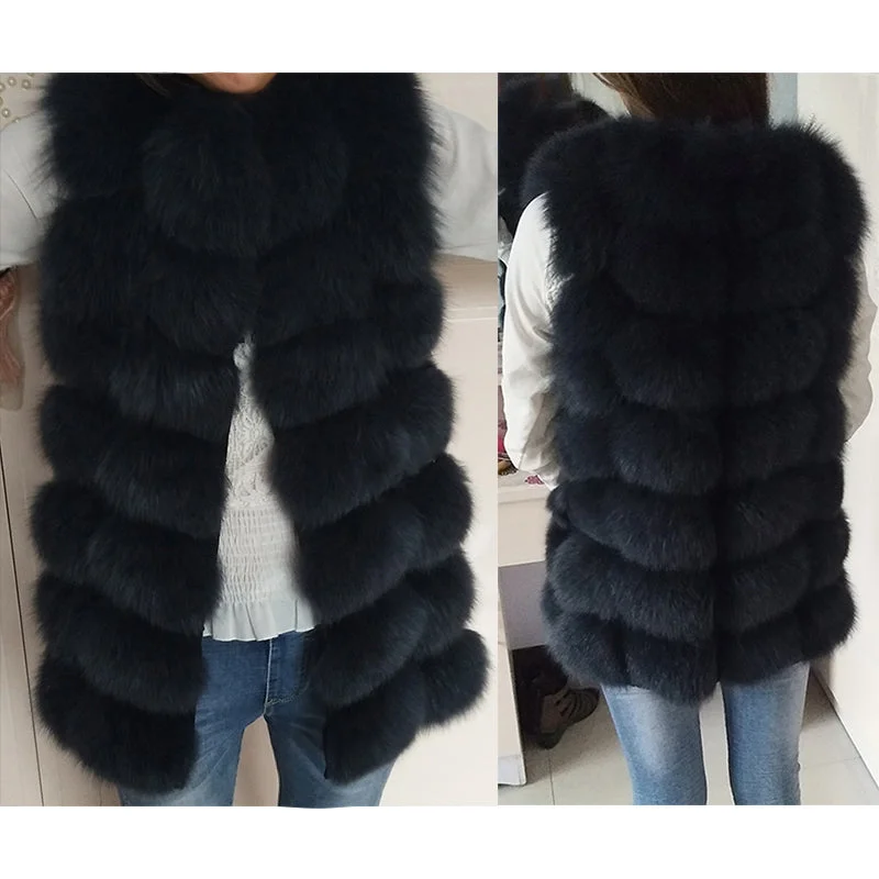 luxury winter coats for women -Natural Real Fox Fur Vest Jacket Waistcoat Short sleeveless Vestwoman winter warm Natural Fur Vest Real Fur Jacket Fox Fur Coats