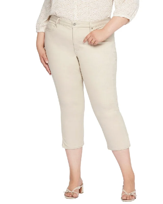 women's wide leg trousers -NYDJ Plus Chloe Feather Capri Jean