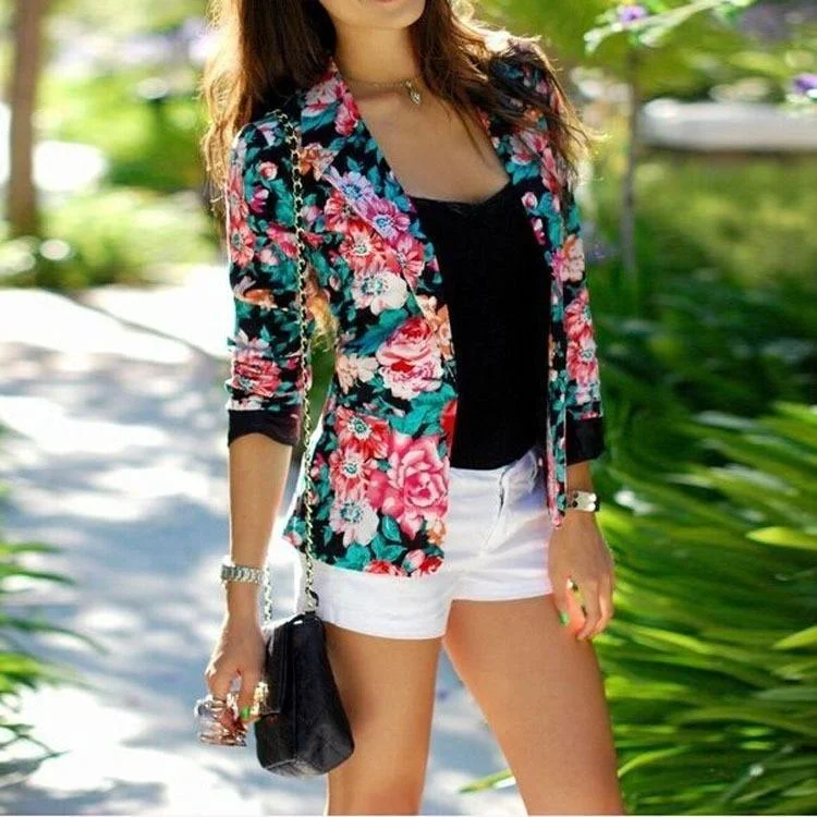 modern trench coats for women -Toni Floral Blazer For Women