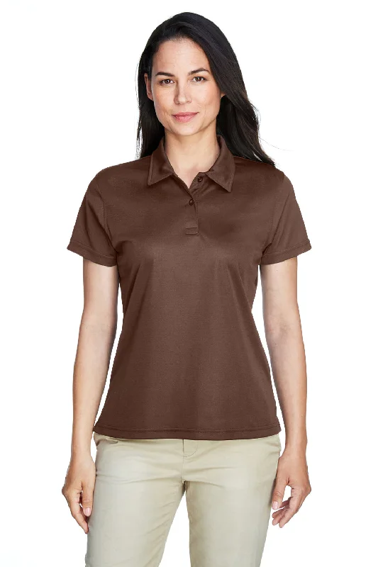 button-up shirts for women -Team 365 Womens Command Performance Moisture Wicking Short Sleeve Polo Shirt - Dark Brown