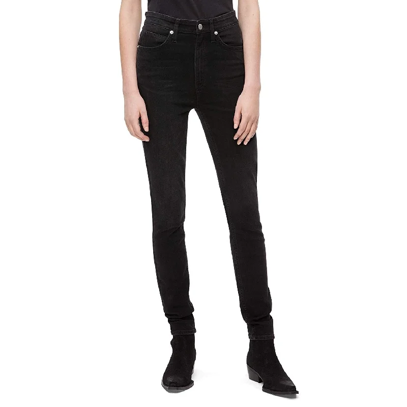 women's cargo pants -Calvin Klein Women's High Rise Skinny Leg Jeans Denver Washed Black Size 29"x30" - 29" x 30"