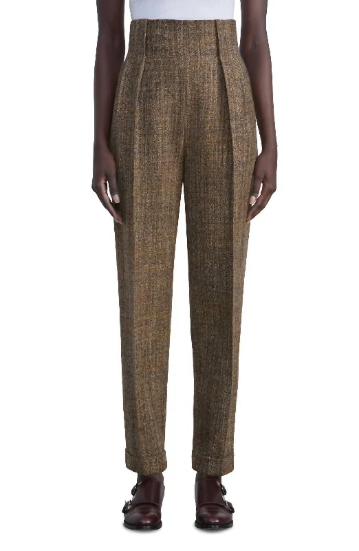 flannel pants for women -Waverly Wool Pant In Curry Multi