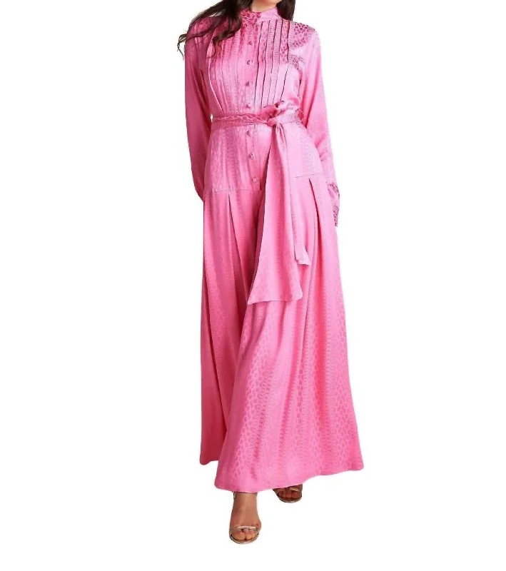 quick dry pants for women -Chain Print Jumpsuit In Pink