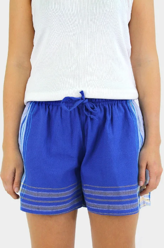 stretchy leggings for women -Kikoy Short Shorts | Cobalt Blue/Blue