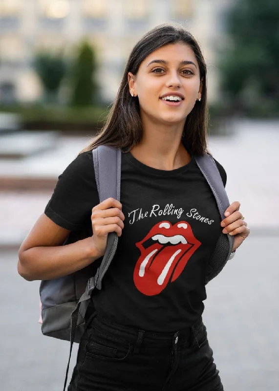 basic tops for women -The Rolling Stones Women Half Sleeve T-Shirt