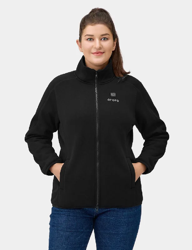 reversible jackets for women -Florence Women's Heated Fleece Jacket - Black