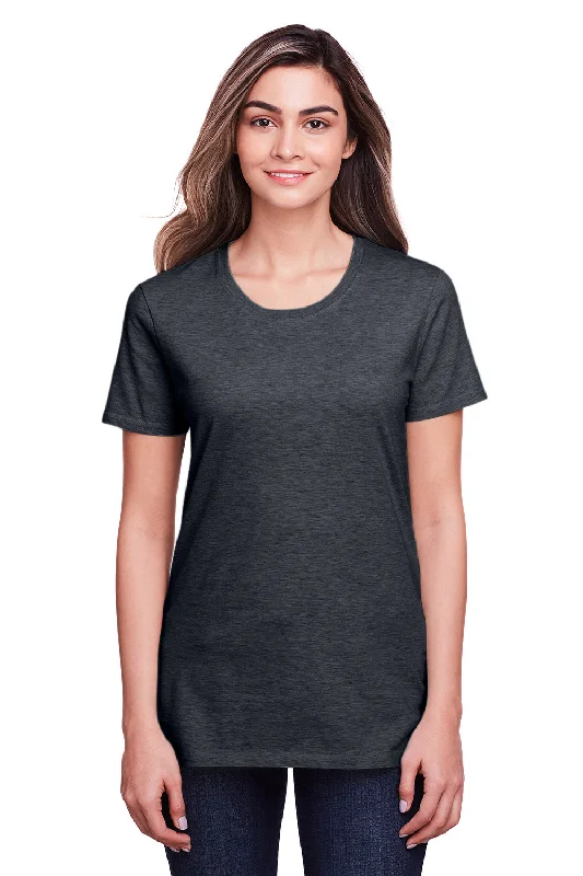 casual blouses with sleeves -Fruit Of The Loom Womens Iconic Short Sleeve Crewneck T-Shirt - Heather Black Ink - Closeout