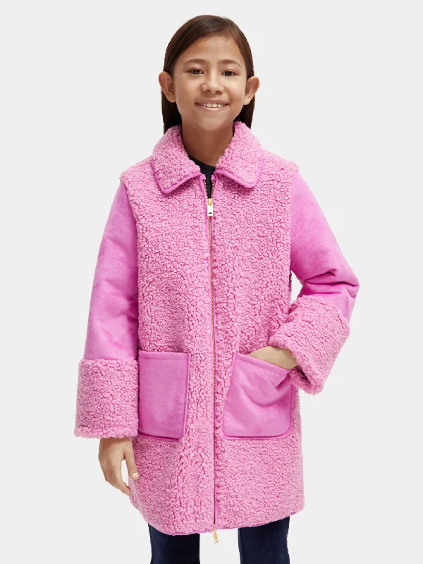 houndstooth coats for women -Kids - Longer-length bonded teddy jacket