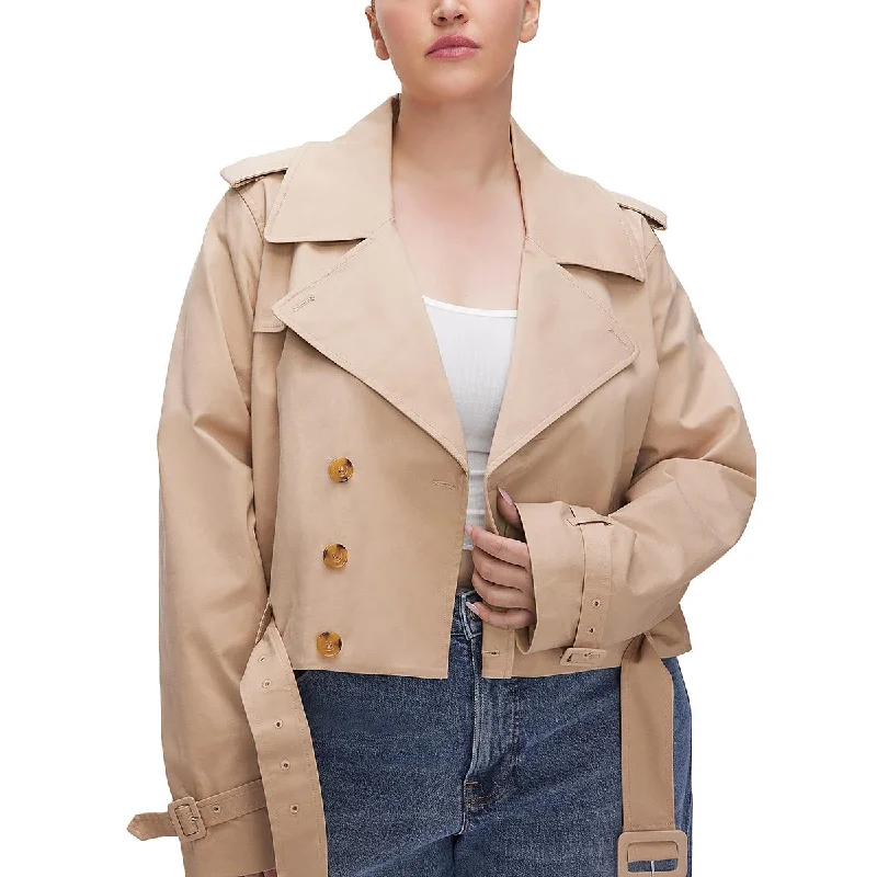 knitted jackets for women -Womens Cropped Short Trench Coat