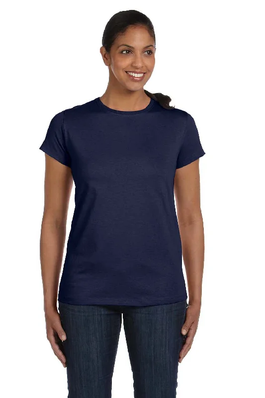 puff sleeve blouses for women -Hanes Womens ComfortSoft Short Sleeve Crewneck T-Shirt - Navy Blue - Closeout