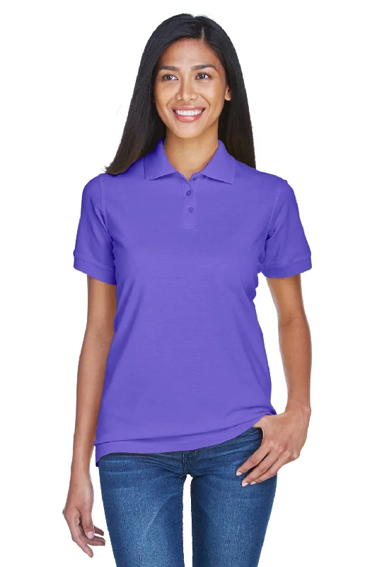 stretchable tops for women -UltraClub Womens Classic Short Sleeve Polo Shirt - Purple - Closeout