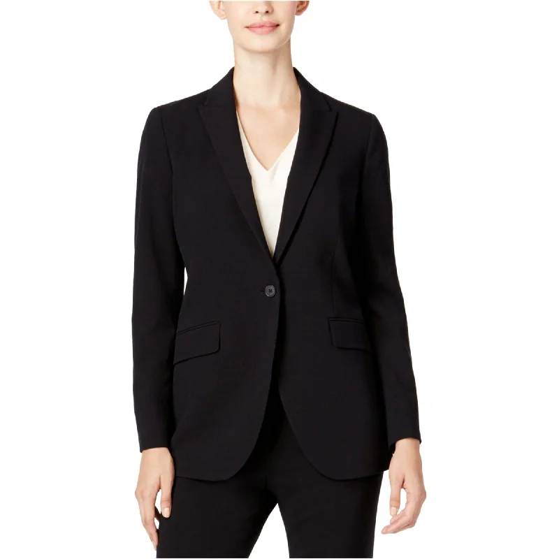 single-breasted coats for women -Anne Klein Womens Solid One Button Blazer Jacket, Black, 8