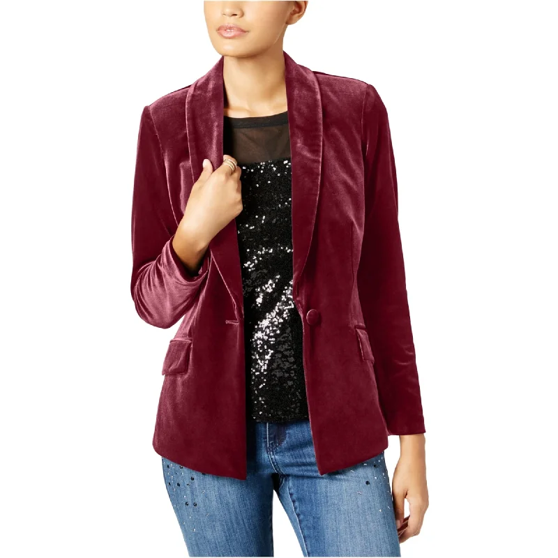 plus size coats for women -I-N-C Womens Velvet One Button Blazer Jacket