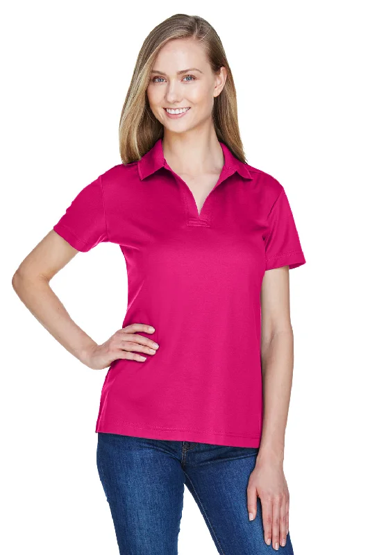 women's henley shirts -Devon & Jones Womens CrownLux Performance Moisture Wicking Short Sleeve Polo Shirt - Crown Raspberry Pink