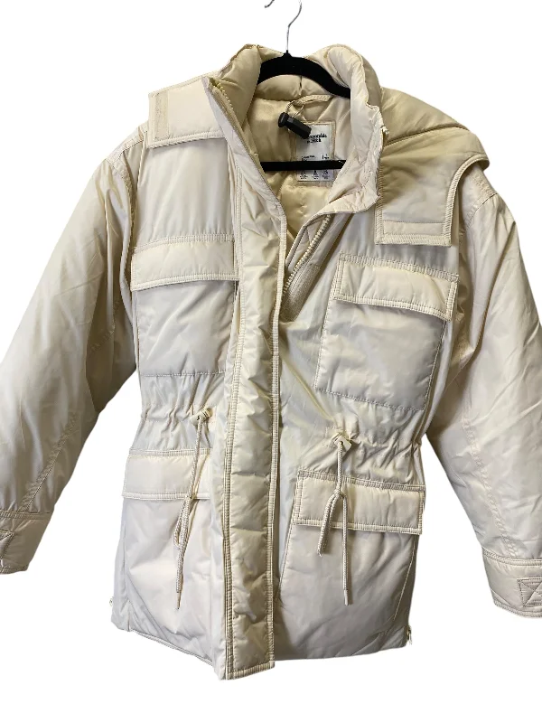 women's double-breasted coats -Coat Puffer & Quilted By Abercrombie And Fitch In Cream, Size: S