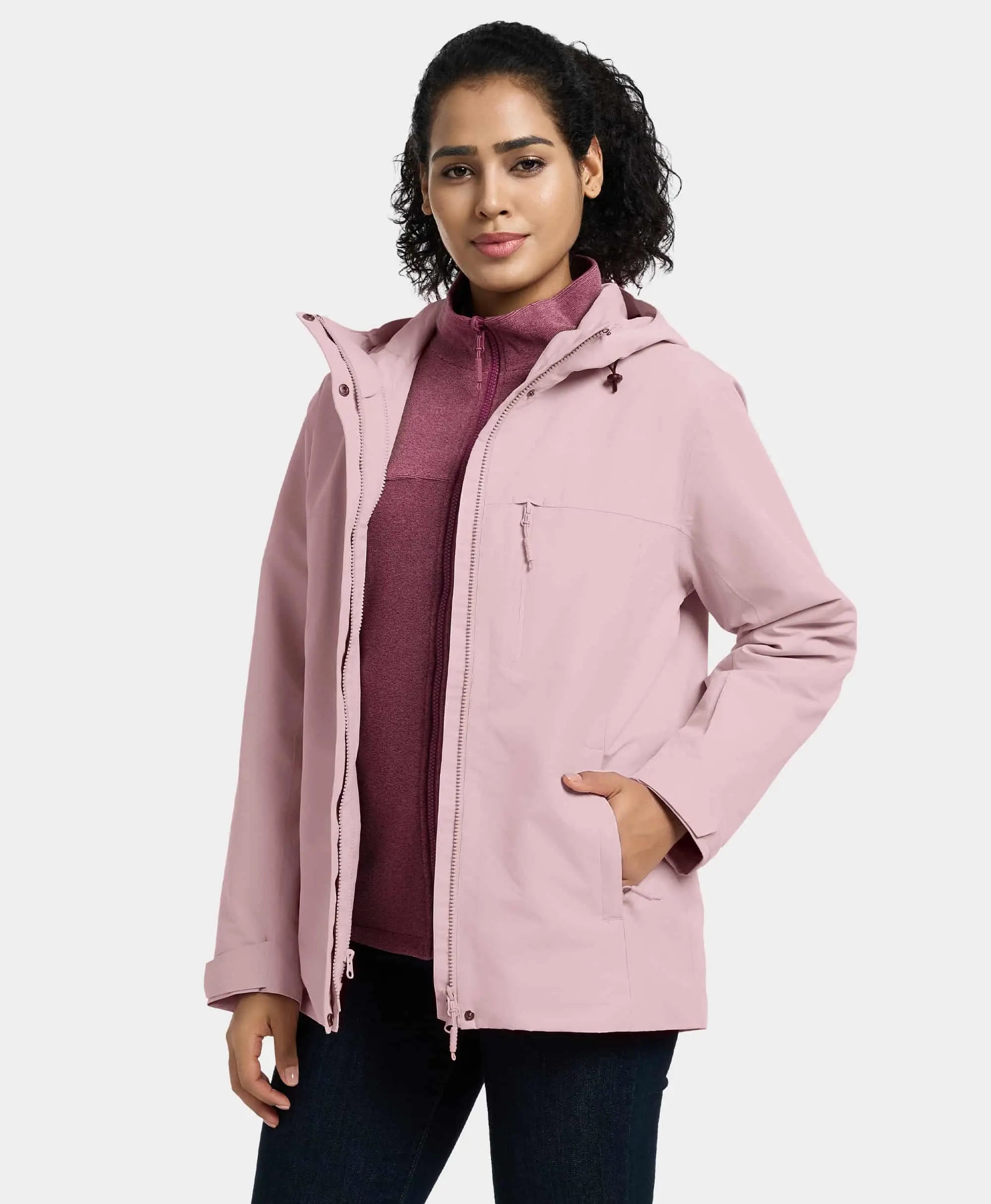 structured coats for women -River Ridge Women's  3-in-1 Heated Jacket with Fleece Liner