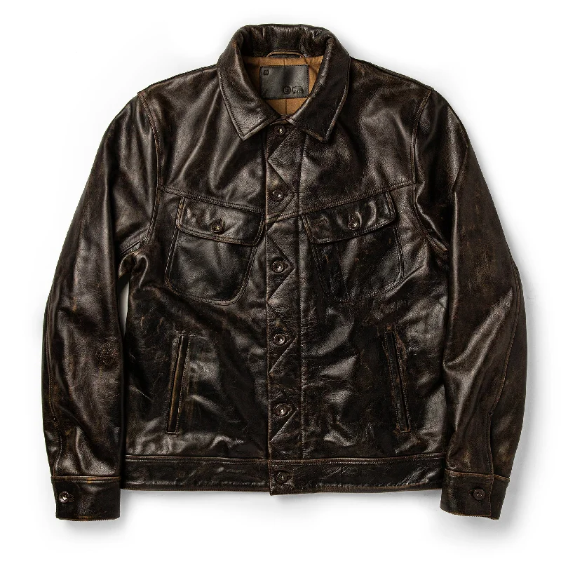 women's raincoats -The Long Haul Jacket in Cola Leather