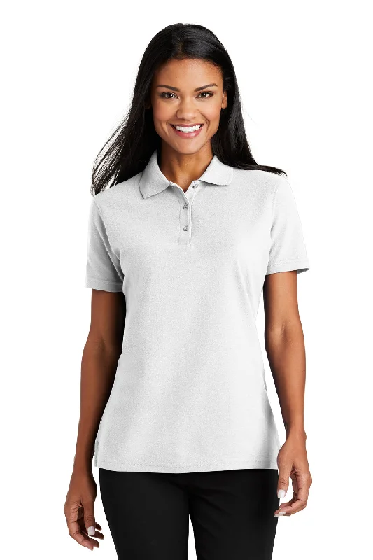 women's mesh tops -Port Authority Womens Moisture Wicking Short Sleeve Polo Shirt - White