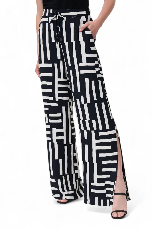 women's track pants -Print Pant In Black Beige