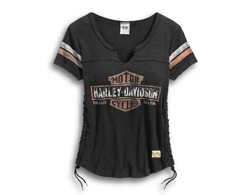 basic tops for women -Harley-Davidson® Women's Genuine Side Laced Tee - 99104-17VW