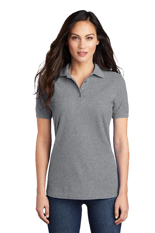 breathable linen tops for women -Port & Company Womens Core Stain Resistant Short Sleeve Polo Shirt - Heather Grey