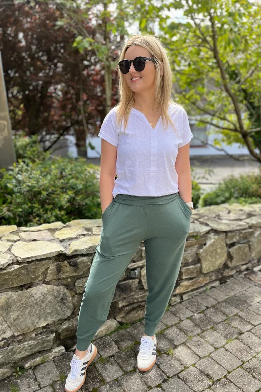 elegant pants for women -OBG Willows - Bamboo Slacks in Forest