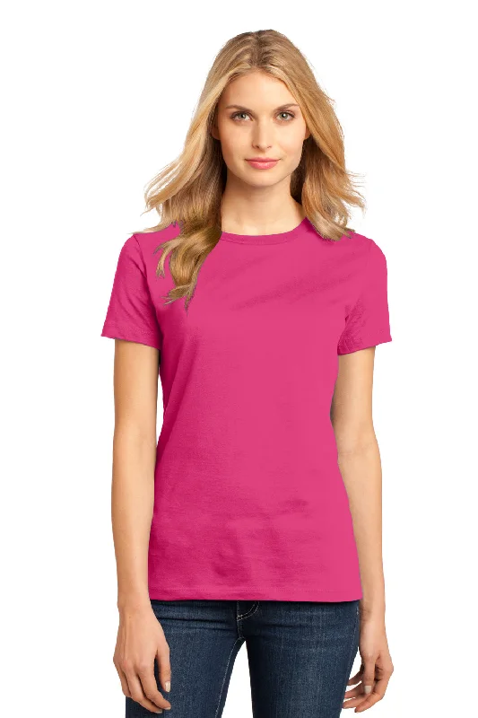 casual women's tops -District Womens Perfect Weight Short Sleeve Crewneck T-Shirt - Dark Fuchsia Pink