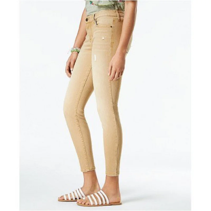 relaxed denim pants for women -Celebrity Pink Juniors' Colored Distressed Skinny Jeans Gold Size 9