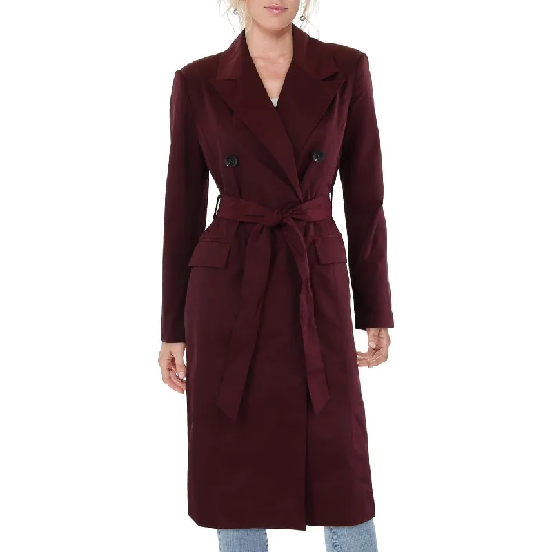 long trench coats for women -Womens Cotton Blend Shoulder Pads Trench Coat