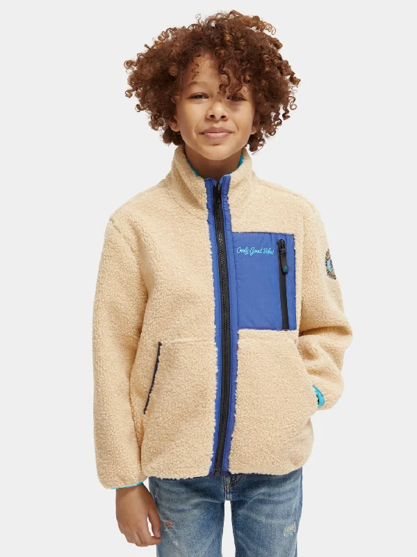 military-style coats for women -Kids - Contrast pocketed teddy jacket