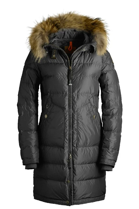 glossy puffer jackets for women -Parajumpers LIGHT LONG BEAR Jacket - ASPHALT - Womens