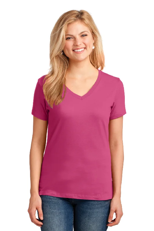 turtleneck tops for women -Port & Company Womens Core Short Sleeve V-Neck T-Shirt - Sangria Pink