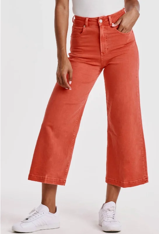 vintage style pants for women -Audrey Wide Leg Pants In Radiant Red