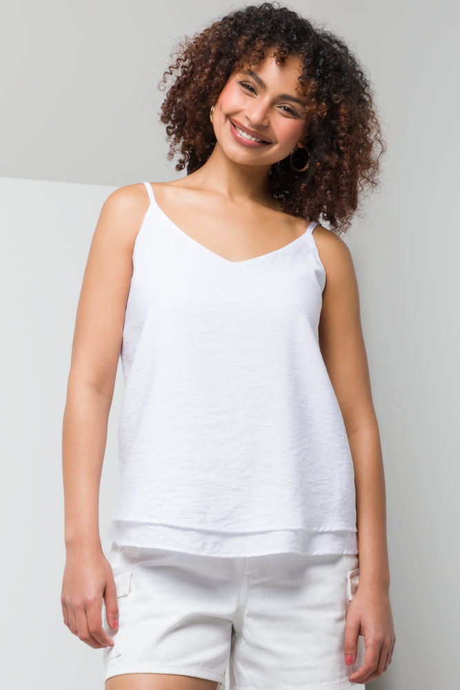 wool tops for women -Adjustable Cami White