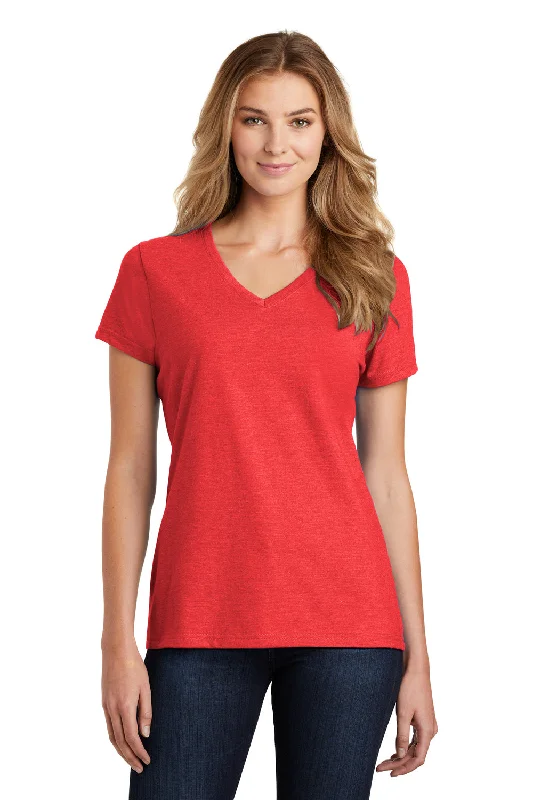 sheer tops for women -Port & Company Womens Fan Favorite Short Sleeve V-Neck T-Shirt - Heather Bright Red