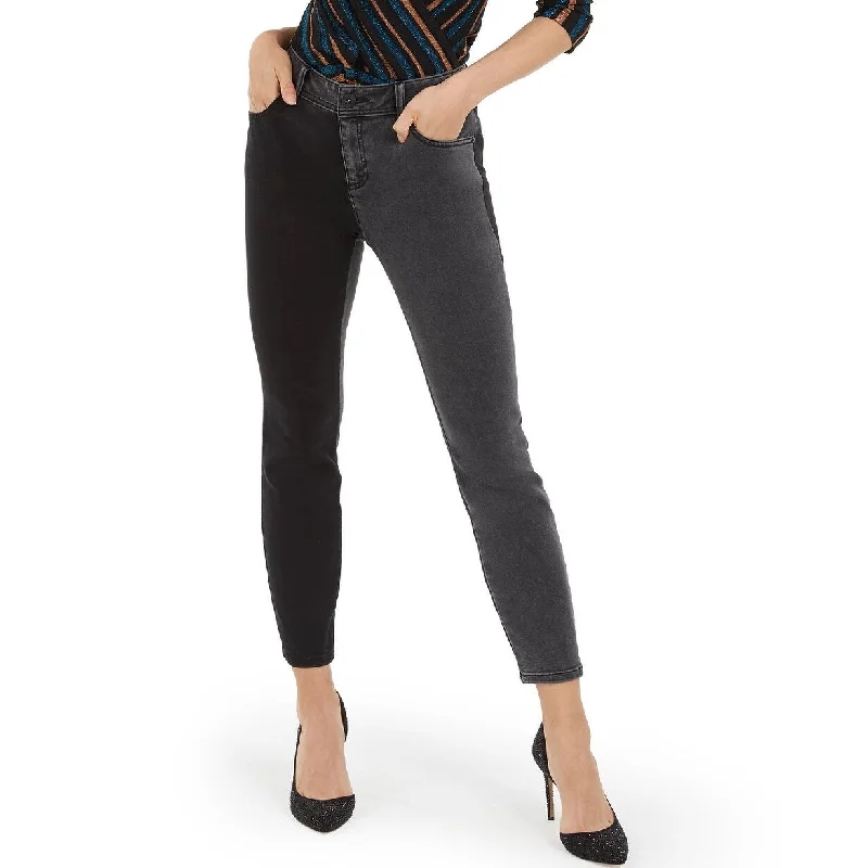 business casual pants for women -INC International Concepts Women's Two-Tone Skinny Jeans Black Size 0