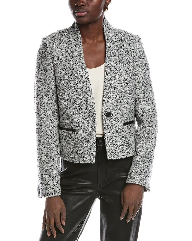 leopard print coats for women -rag & bone Pippa Tweed Wool-Blend Blazer