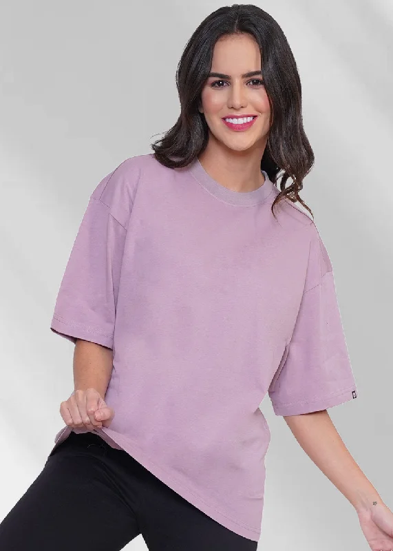 soft knitted blouses for women -Solid Women Oversized T-Shirt - Lilac