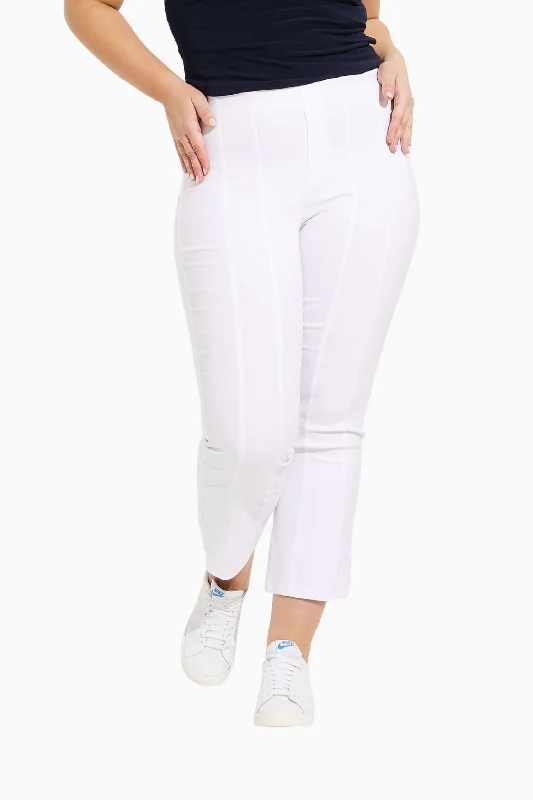 comfortable pants for women -Pintuck Flared Pant In White